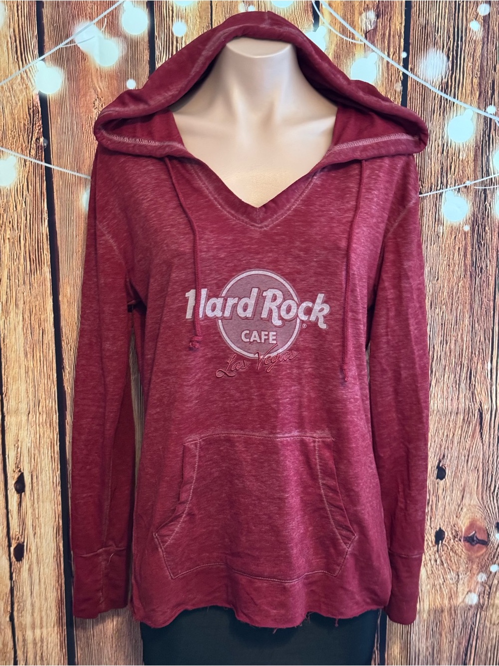Hard Rock Cafe Las Vegas Women's Hooded Pullover - Heather Burgundy